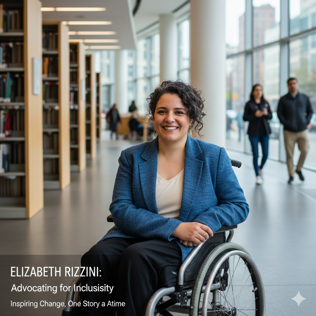 elizabeth rizzini disability Woman in wheelchair promoting inclusivity