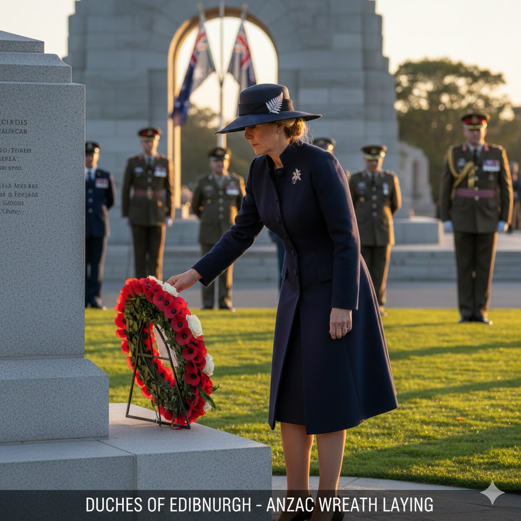 duchess of edinburgh anzac wreath laying duchess of edinburgh anzac wreath laying